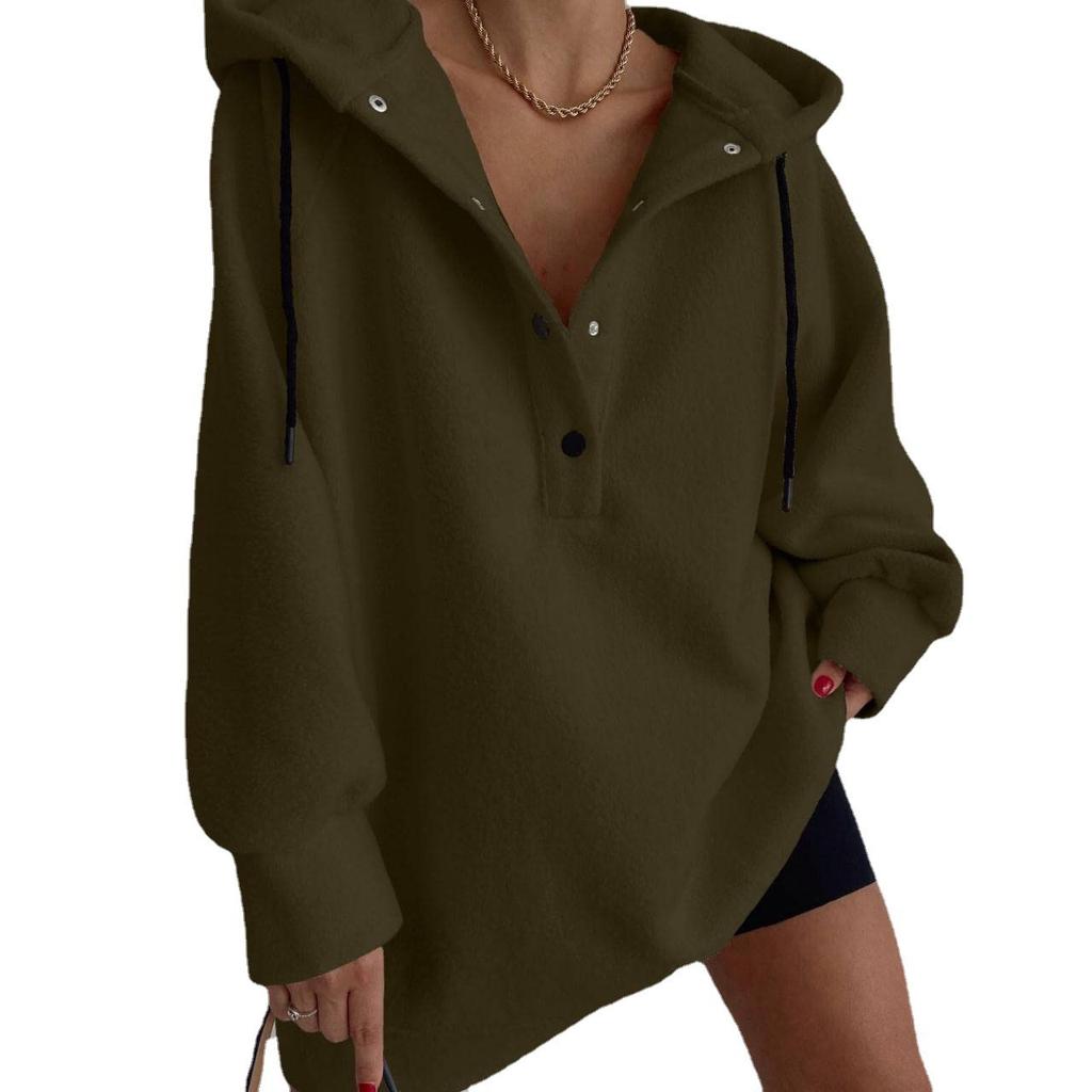 Women's Long-sleeved Loose Casual Hooded Fleece Sweatshirt Top
