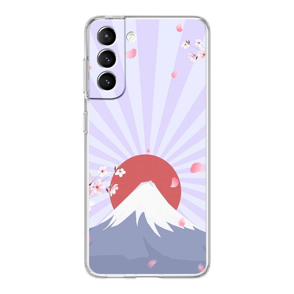 Cherry Japanese Traint Moun Fuji Clear Phone Case For Samsung Galaxy S23 S22 5G S20 Ultra S21 FE 5G S10E S9 S8 S10 Plus Cover