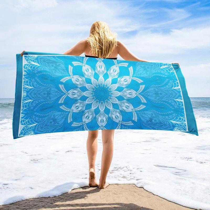 Large Ocean Scenery Beach Towel Polyester Quick Dry Sandproof Bath Towels Tropical Palm Tree Summer Outdoor Pool Travel Blanket