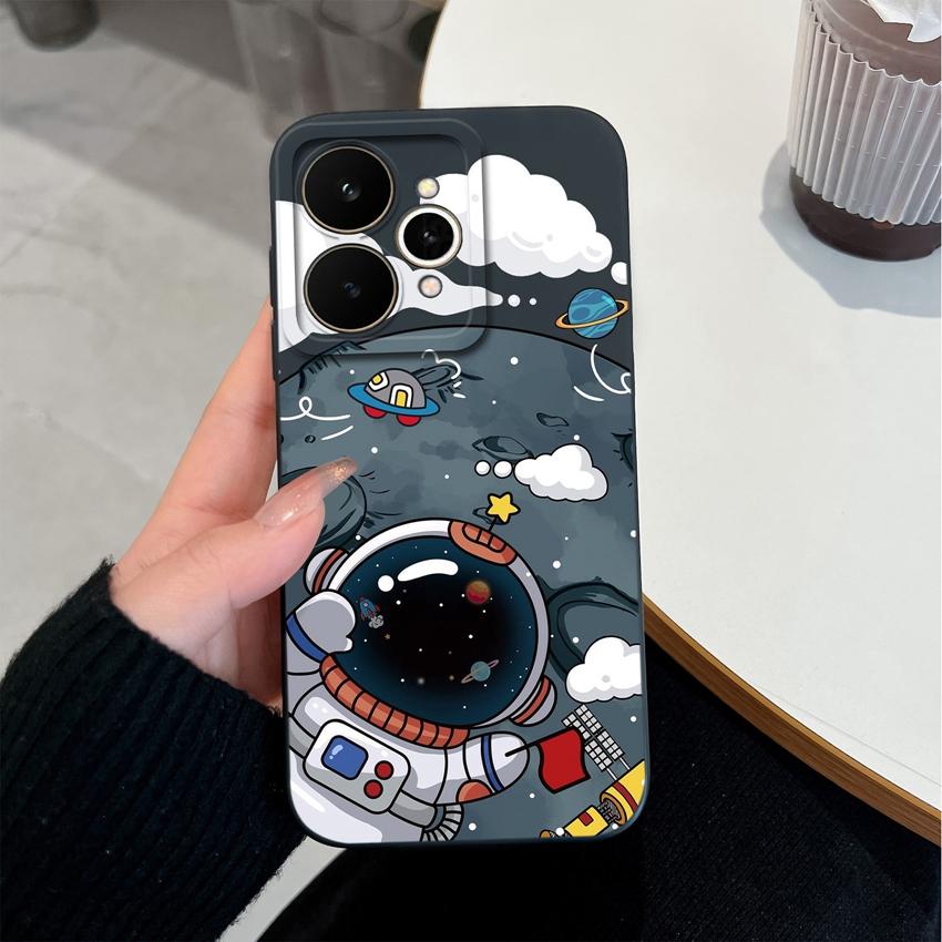 For Realme 15 C71 C73 C33 C35 Note 70 70T C21Y C25s 15T 15X Phone Covers Cute Moon Astronaut Patterns Liquid Silicone Dustproof Shell For Realme Cases