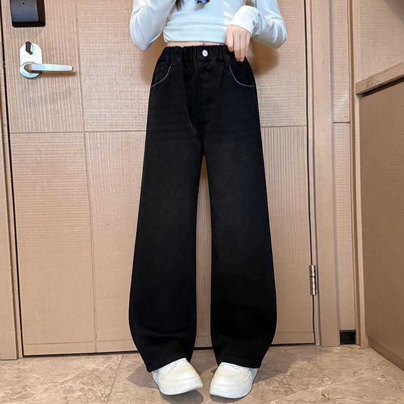 

Girls Fashion Slim-Fit Jeans: 2025 Autumn Straight-Leg Wide Pants 120 cm
