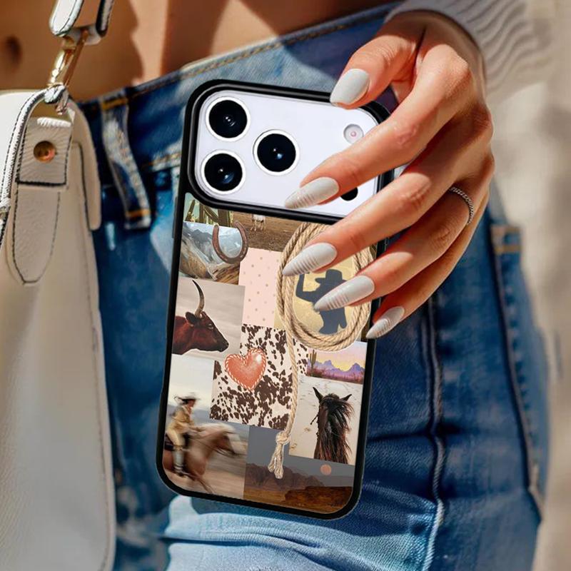 Rodeo Cowboy Lasso Horses Phone Case For iPhone 17 Air 14 15 13 12 Max Cover For Apple 16e 11 Pro Max Plus Coque