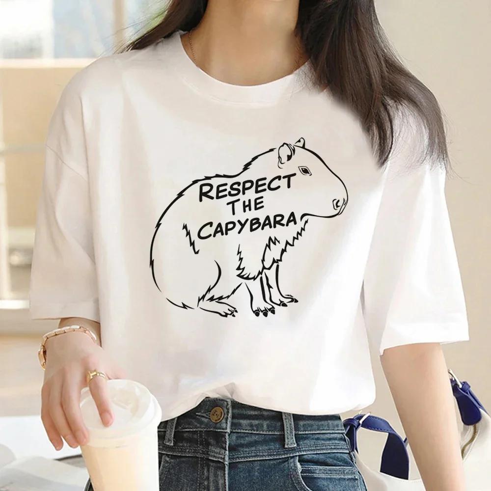 Cute Capybara Clothing T-Shirt Women Vintage Cartoon T Shirt Female Casual Anime Top Tees T Shirt Manga Women Graphic Tee Tops
