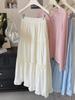 White Bow Layered Ruffled A-line Midi Skirt for Women - Spring/Summer 2026 Collection