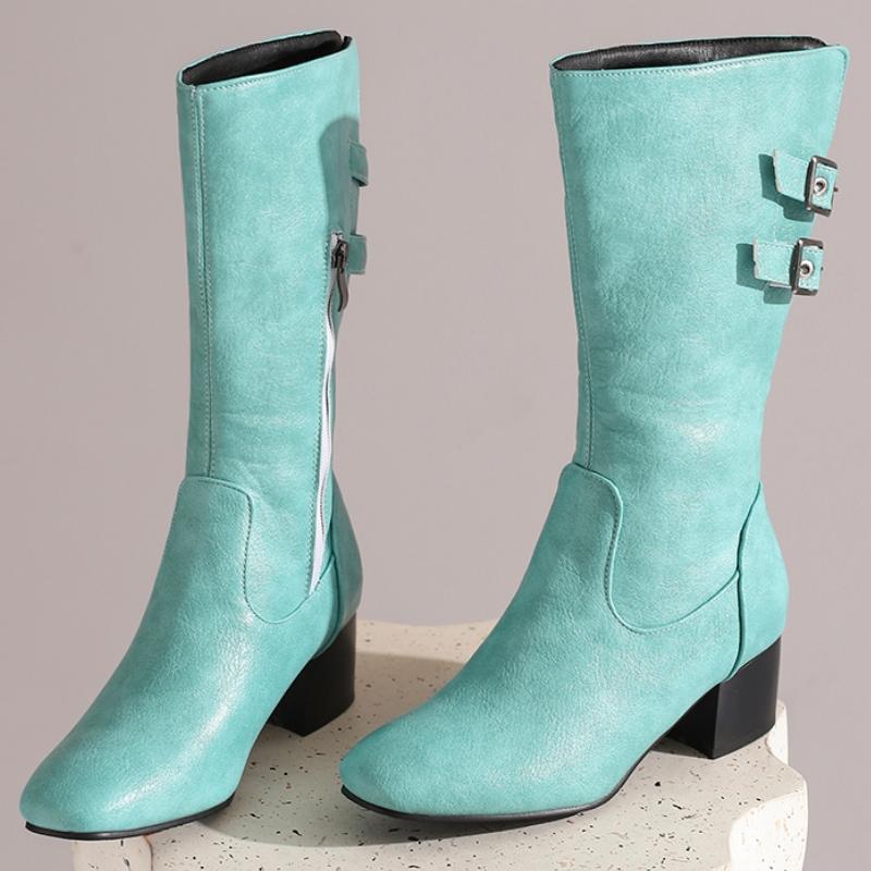 Модные женские сапоги до середины икры большого размера 45–50 — фото 5