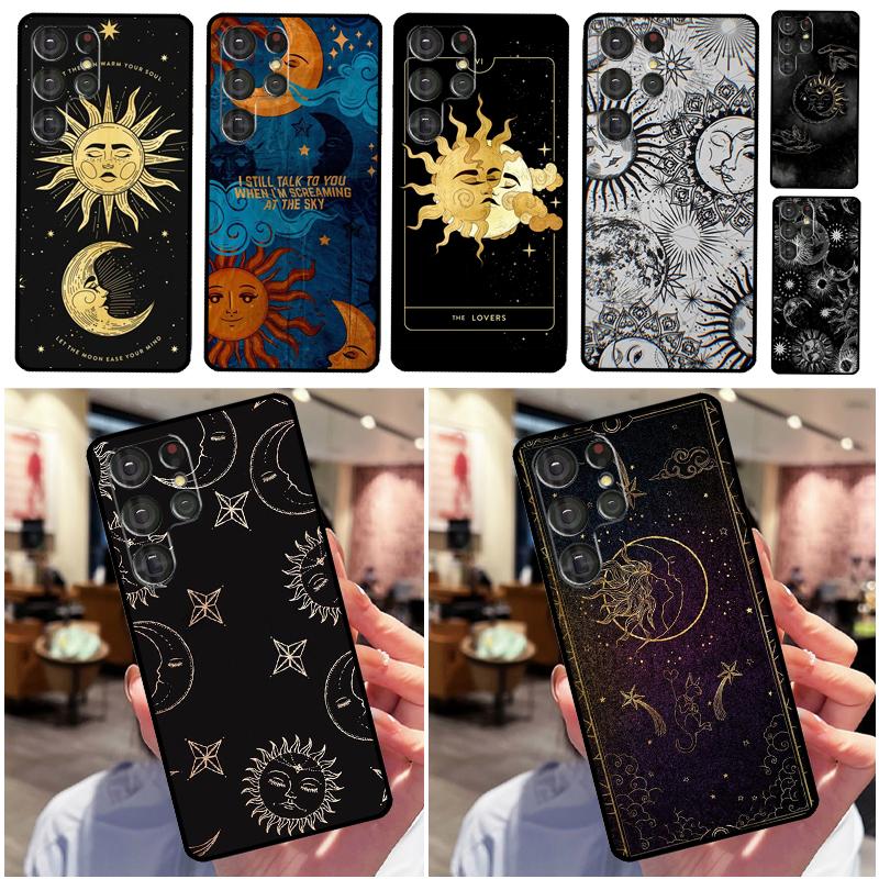 Crescent Moon Sun Phone Case For Samsung Galaxy S25 Ultra S9 S10 S20 S22 S21 S23 FE S24 Plus Back Cover Shell