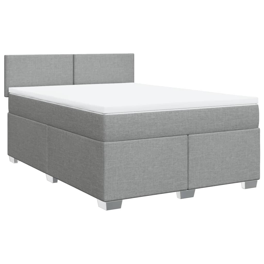 Vidaxl Letto Continentale Con Materasso, Grigio Chiaro, Tessuto, 140X190Cm