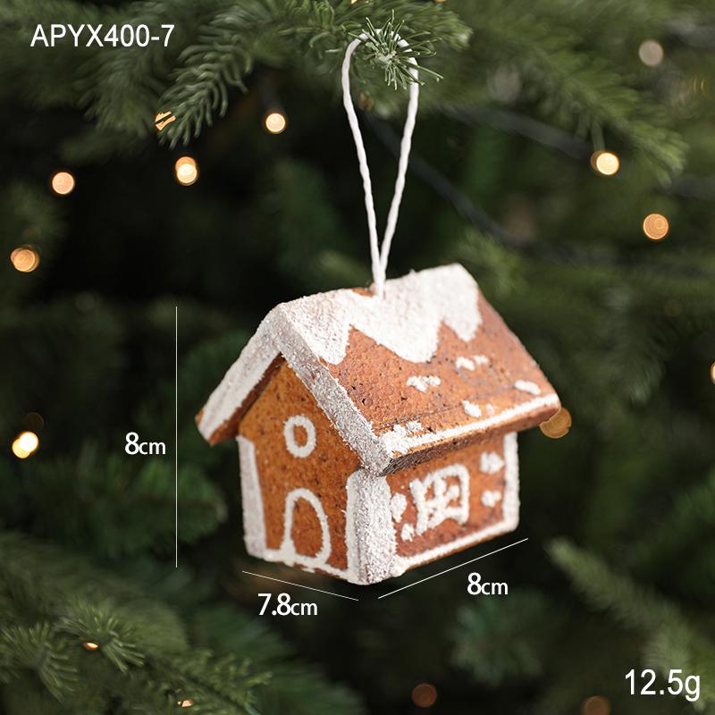 Nordic Christmas Gingerbread Man & Snow House Ornaments Set: Star, Pendant, Figurine for Tree Décor