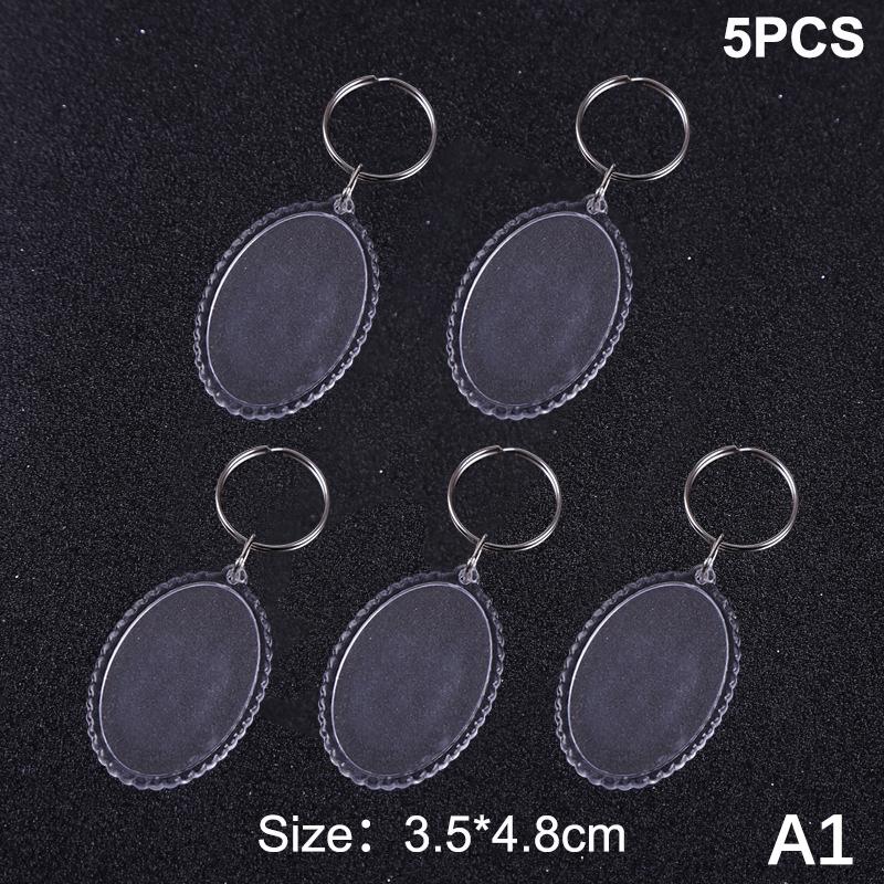 5PCS Clear Acrylic Photo Frame Keychain Pendant Blank Photo Frame Insert Key Ring Double Sided Photo DIY Material Couple Gift