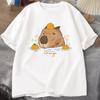 Capybara Swimming with Oranges T-shirts Oversize T Shirt Unisex Cotton Shrot Sleeve Cartoon Animal Tshirt Round Neck Top Clothes