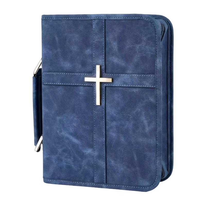 Borsa porta libro di preghiera Custodia per libro in pelle PU con chiusura completa e maniglia per il trasporto per culto, viaggi e uso domestico