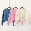 Women S Solid Color Hooded Knit Cardigan Zip Sweater Coat Loose V Neck Autumn Winter