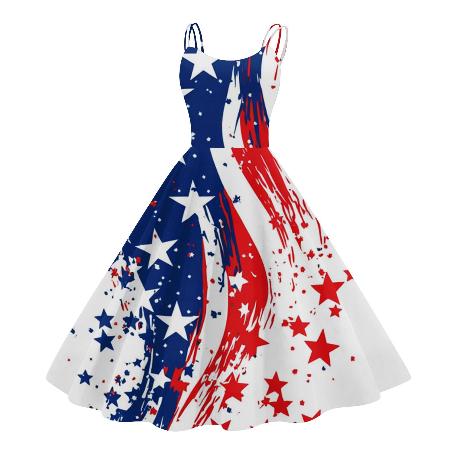 

Жіноча сукня з принтом до Дня Незалежності, сексуальна, з відкритими плечима, у стилі панк, вінтажна M білий