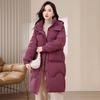 Women's Winter Mid To Long Hooded Thick Coat Ladies Solid Color Temperament Plus Loose Fit Coat