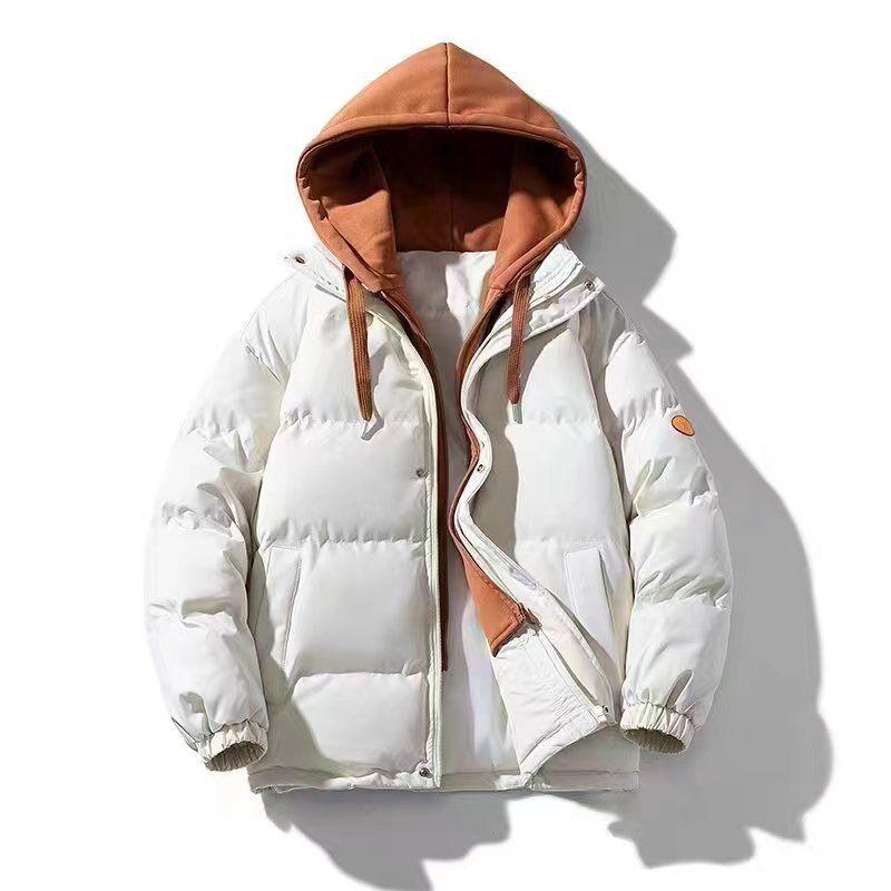 

Windproof Men s Hooded Cotton Parkas Coat Couple Vacation Two-piece Winter Fashion Cotton Clothing High End Fashion Cotton Coat M хаки