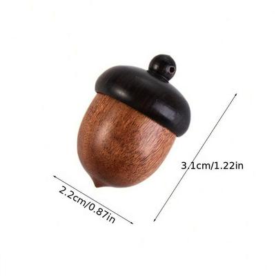 Mini Acorn Portable Solid Wood Medicine Pill Box - Sealed Wooden Rescue Case for Outdoor Tablets Storage