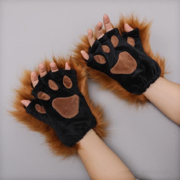 1 Paar Plüsch-Wolfspfoten-Handschuhe Fuchspfoten Kostümzubehör für Halloween