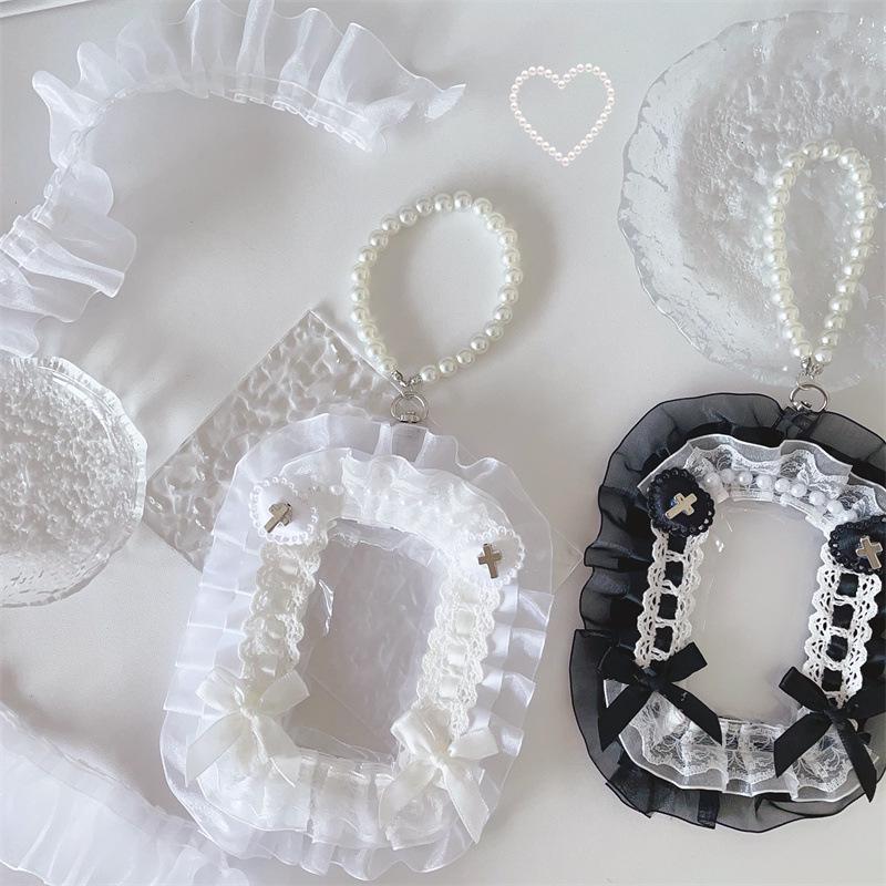 Lace Bow Ballet Style Cute Card Holder Ita Bag Set, Small 3-Inch.