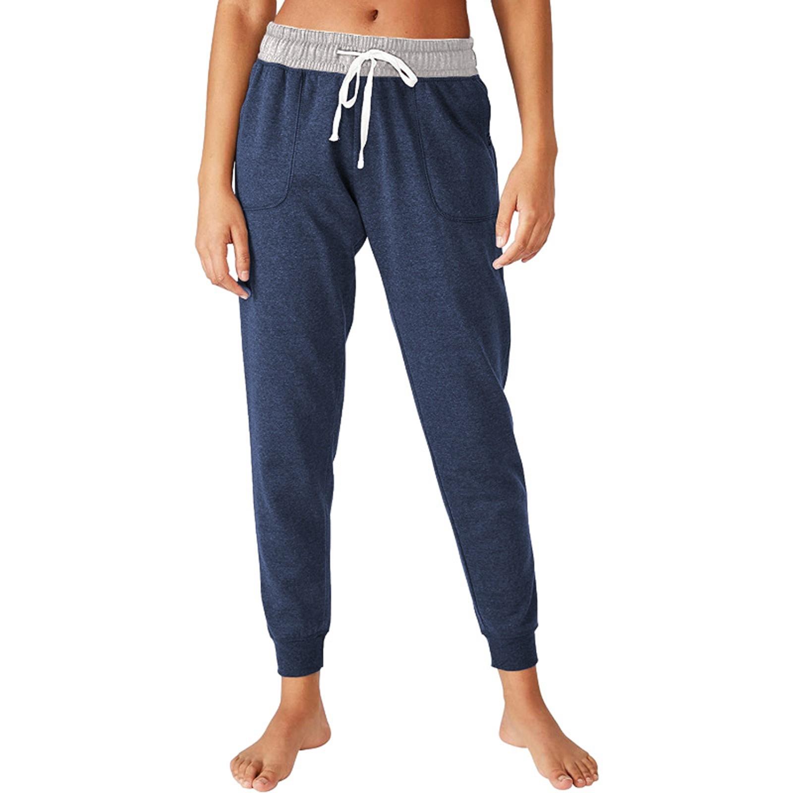 

Fashion Women Loose Pocketed Colour Drawstring Home Sports Casual Trousers XL Темно-синій