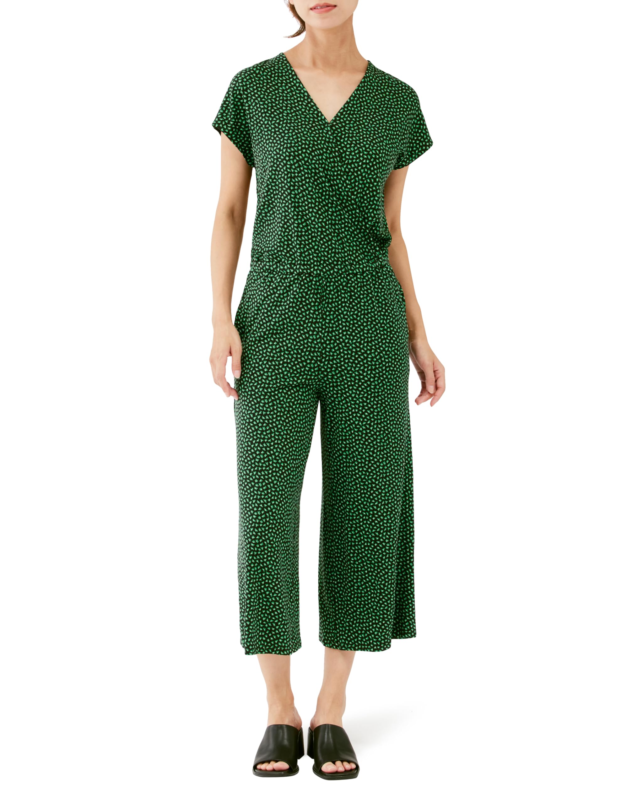 

Amazon Essentials Cropped Jumpsuit with Wide Elastic Short Cloud Size M Women s Legs, Waist, Sleeves, Print,