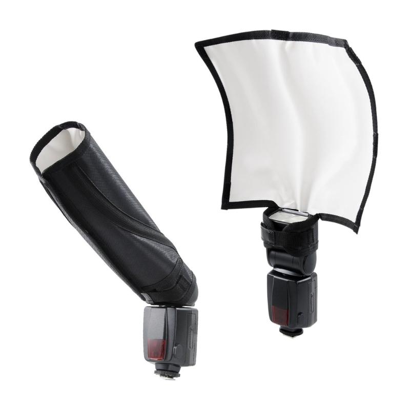 Portable Bounce Reflector With Rotatable Flash Bounce Panel For DSLR Flash Diffuser Light Optimization