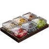 RuHan Gold-Rimmed Glass Fruit Plate Set with Paulownia Wood Tray