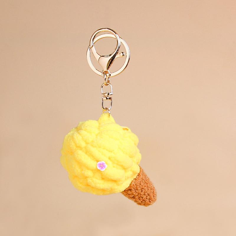 1PC Kids Kawaii Simulated Plush Ice Cream Cone Keychain Creative Cute Food Keyring Couple Key Holder Bag Pendant Decoration Toys