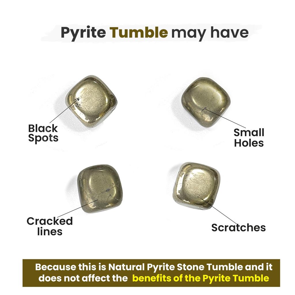 Original Pyrite Tumble Stone - Natural Energised Golden Pyrite Crystal Stones Tumble for Money Manifestation, Healing, Willpower, Vastu, and Busi