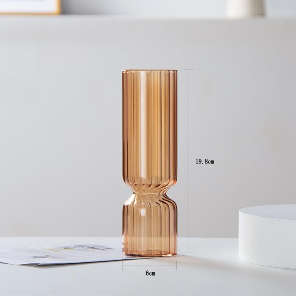 Transparent Hydroponic Striped Glass Vase Nordic Style Glass Vase Table Centerpiece Decorations Modern Living Room Ornament