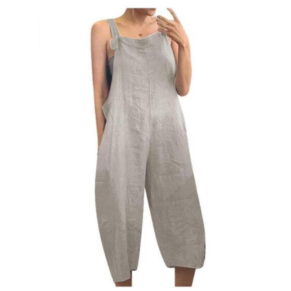 Salopetă de bumbac, de culoare solidă, în stil nou de vară, salopetă lejeră în șapte puncte