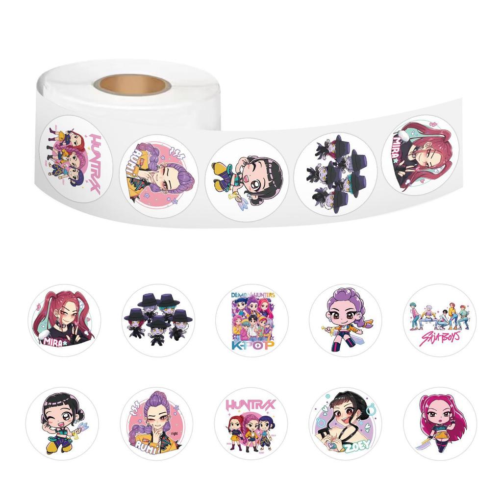 Anime Demon Hunter Girls Cartoon Sticker Roll - 500 Sheets for DIY Decoration (Water Bottle, Computer, Graffiti)