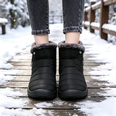 Botas de Neve Femininas de Tamanho Grande, Forradas com Lã, Quentes, Impermeáveis, de Cano Alto.