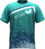 Butterfly Table Tennis Brinka Turquoise Size 47910 Short-Sleeve T-Shirt, T-Shirt, Moisture-Wicking, Quick-Drying, Stretchable, Unisex, Blue, S,