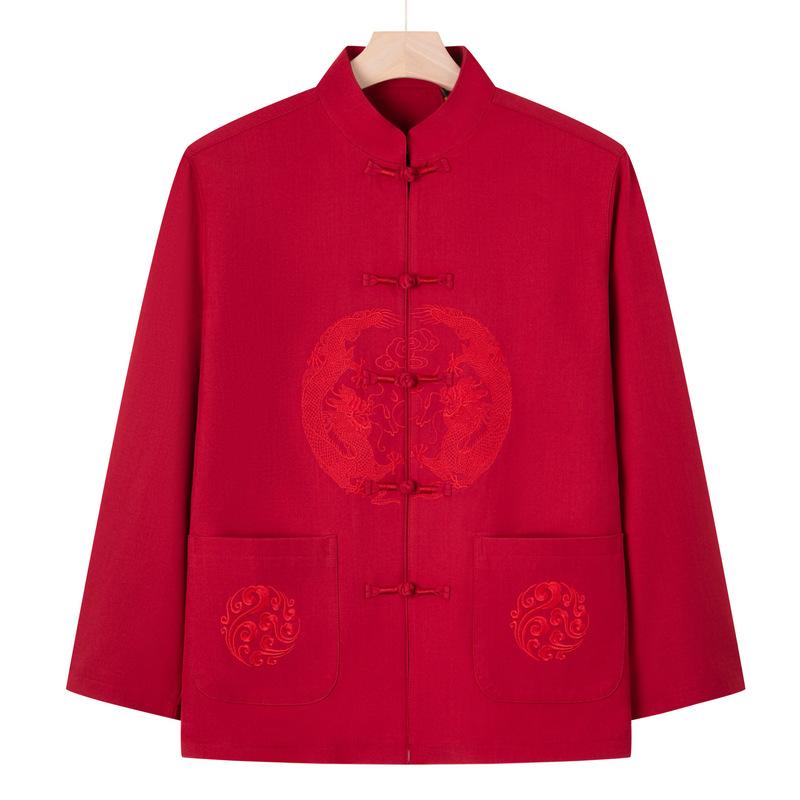 Middle-aged and Elderly Couples Tang Suits Men's Birthday Birthday Chinese Wedding Dress Mom and Dad Spring and Autumn Jacket