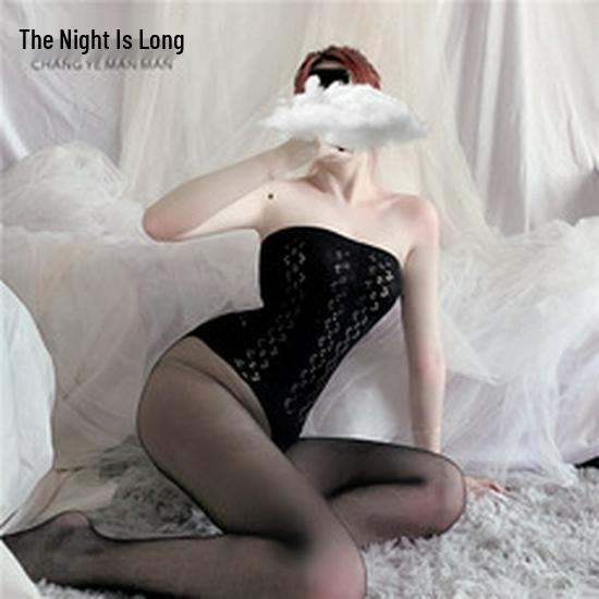 Seductive Passion Fishnet Lingerie Set: Transparent, Tempting Open Crotch Stockings for Nighttime Allure