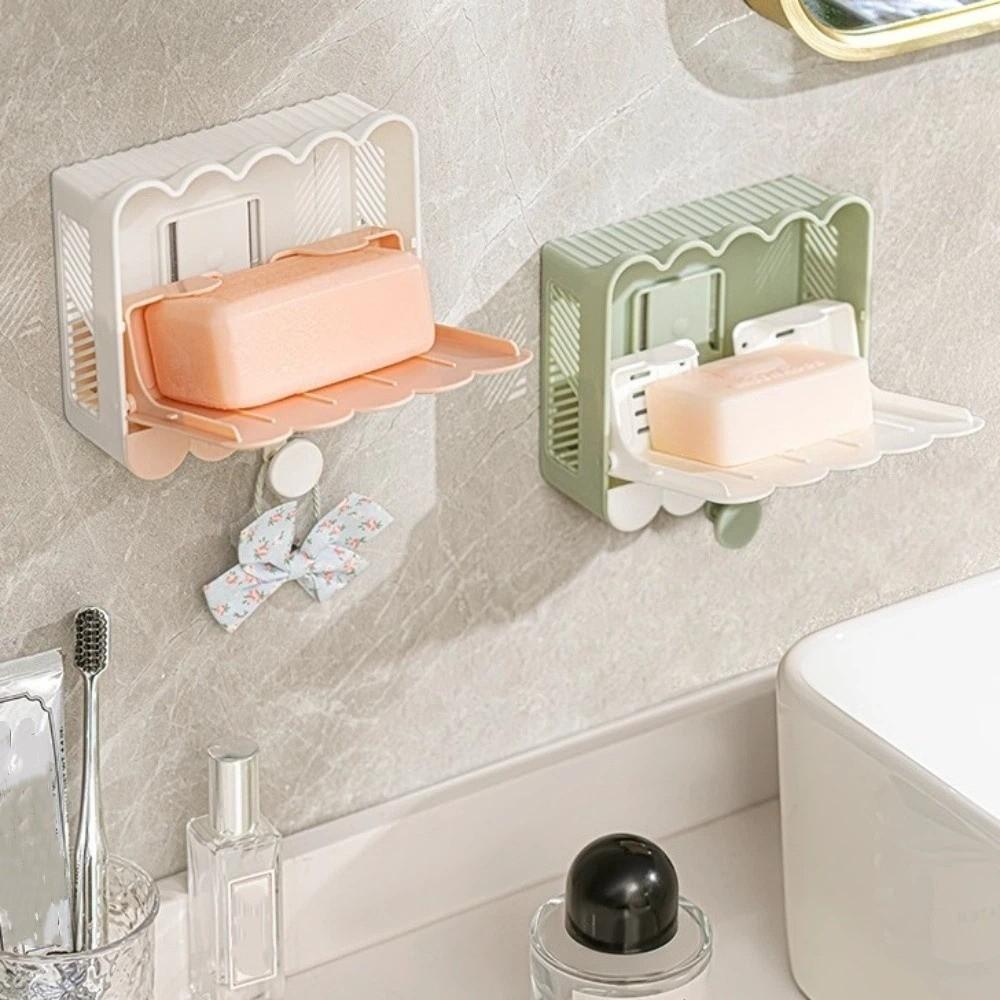 Waterproof Bathroom Soap Holder Flip Lid Soap Storage Rack Wall Mounted Soap Box  Bathroom