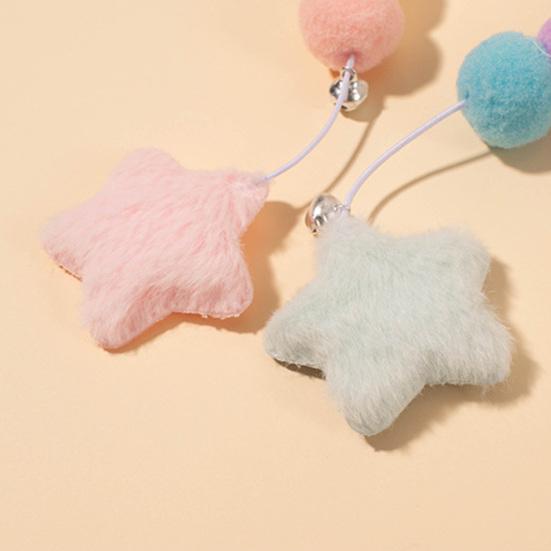 Stick Toy Elastic Rope Plush Ball Star Pendant Bite-resistant Comfortable Grip Relieve Boredom Handmade Kitten Teaser Wand Interactive Toy