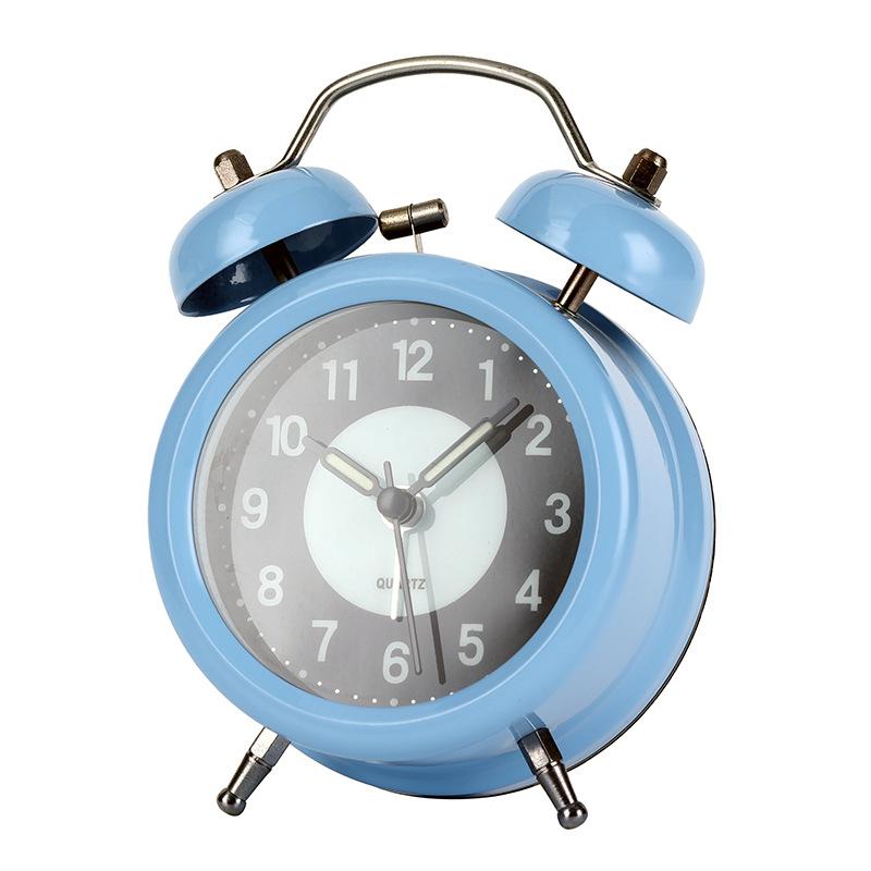 Metal alarm clock student dormitory wake up and call alarm clock fluorescent mute clock living room ornament