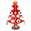 Wooden Xmas Tree DIY Kit Desktop Holiday Decor with Hanging Ornaments for Home Store Window Small Xmas Tree Red