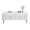 Center Table Coffee Golden Handles with Two Drawers Large Storage Space Curved Sofa Corners Wavy Side Storing MDF Rectangle Shape Tea Home Furniture