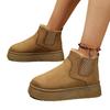 Women's Wide Width Snow Boots, Elastic Cuff Platform Booties, Solid Color Winter Ankle Boots for Women