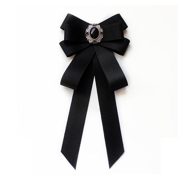 New Female Unisex Bow Tie Brooches For Women Pearl Crystal Pendant Collar Pin Shirt Clothes Necktie Bowknot Suit Accessories