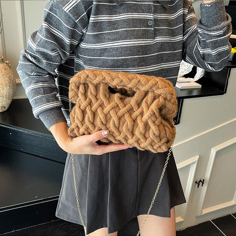 Retro Handtasche Wolkenform Mode Dime Gehäkelt Bankett Tasche Koreanischer Stil Einfach Lässig Clip Kette Umhängetasche Schultertasche