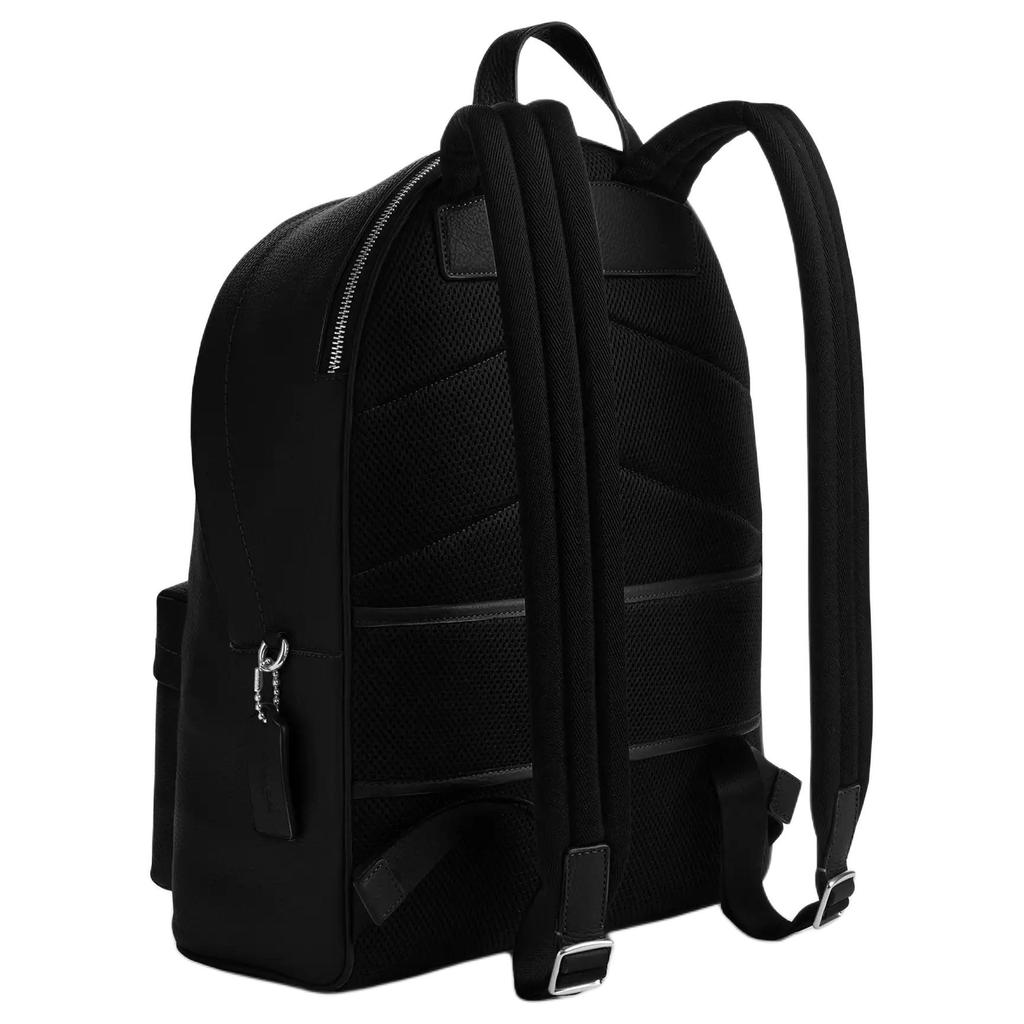 Coach Taylor 30 Zipper Closure Refined Pebble Leather Backpack Large Unisex Backpacks Silver Black CDX93-SVBK