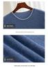 T-shirt à Manches Courtes et Col Rond Color Block 100% Laine Australienne pour Homme - Coupe Ample Décontractée, Couche de Base en Cachemire Printemps/Automne.