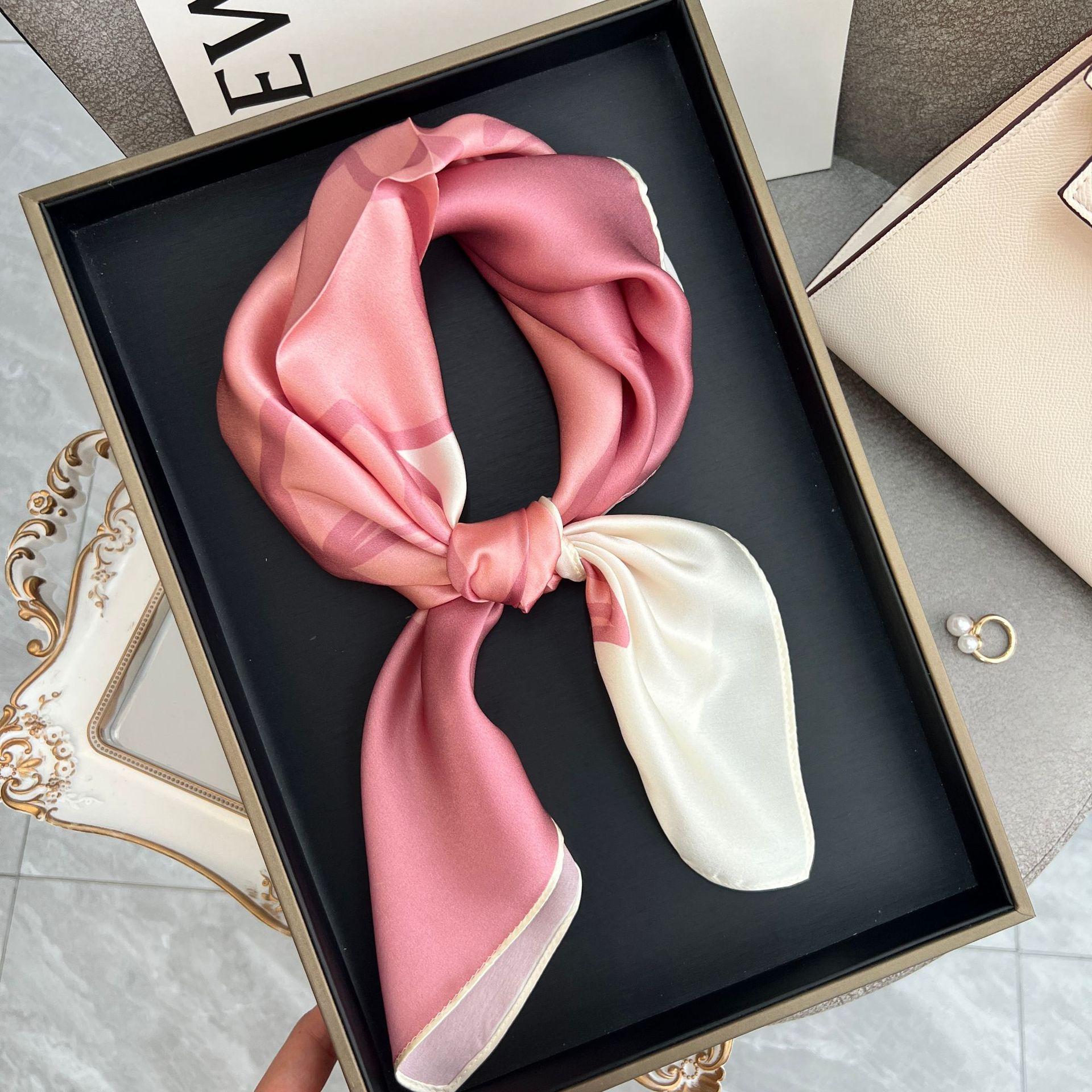 Romantic Cherry Blossom Pink 100% Mulberry Silk Scarf Women s Korean Version Silk Scarf Decorative Scarf Shawl 70cm Square Scarf 68-68