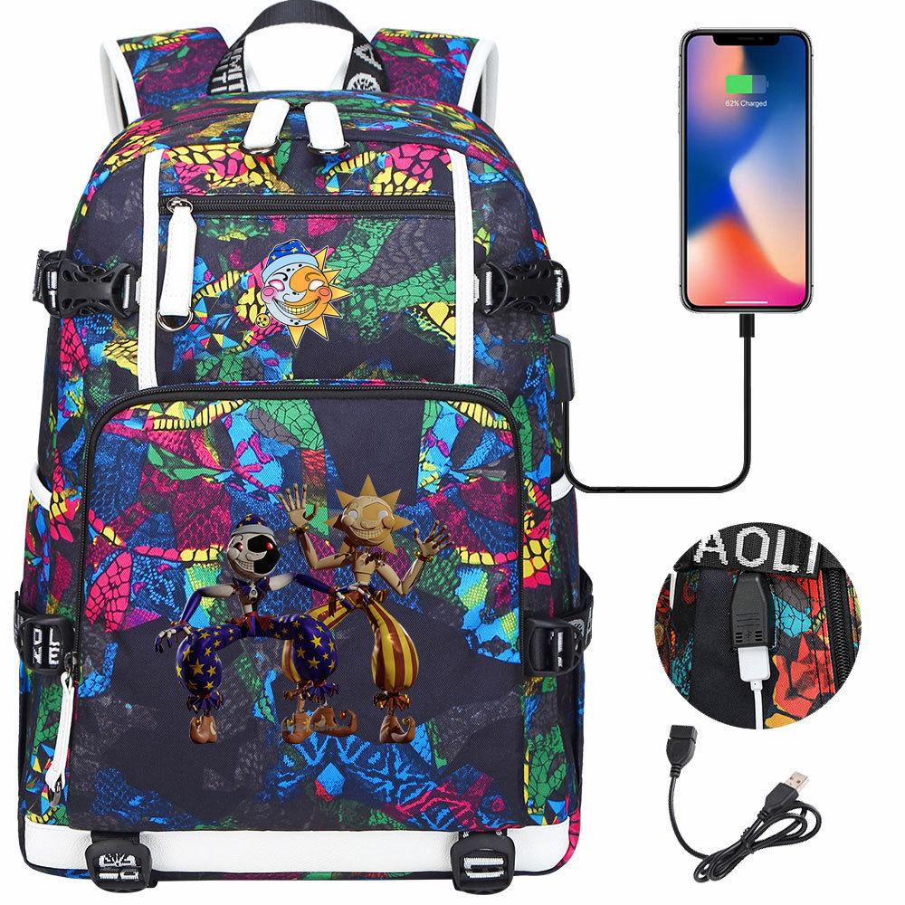 Game Moon Sun Print Backpack for Teens Students Boys Girls Casual Large Capacity Travel Daypack
