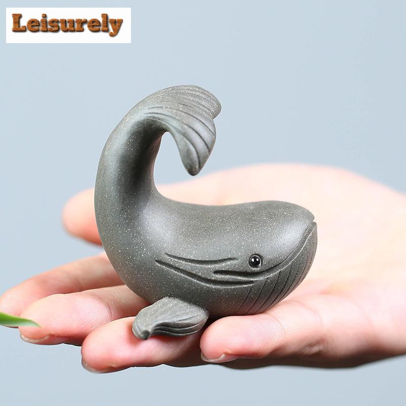 Purple Clay Whale Teapot Lid Holder Pen Tea Pet Vintage Tea Spirit Tea Figurine Play Toys Tea Statue Ornaments Supplies Craft