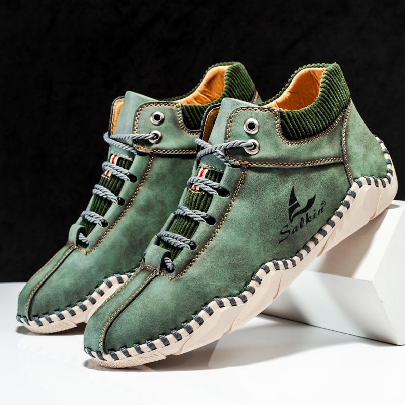 Marke Mode Leder Herrenstiefel Handgefertigt Übergröße Stiefeletten Outdoor Herbst Herrenstiefel Weiche Bequeme Herren Freizeitsneaker