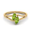 Anel de Noivado Feminino com Peridoto Marquise 6x3mm em Prata Esterlina 925 com Banho de Ouro e Aro Dividido